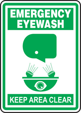 Safety Sign: Emergency Eyewash - Keep Clear 14" x 10" Aluminum / - MFSD518VA