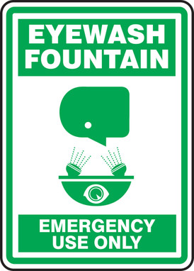 Safety Sign: Eyewash Fountain - Emergency Use Only 14" x 10" Plastic 1/Each - MFSD523VP
