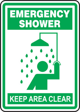Safety Sign: Emergency Shower - Keep Area Clear 14" x 10" Plastic - MFSD527VP