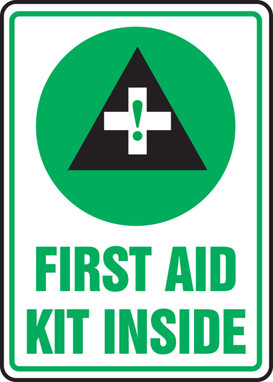 Safety Sign: First Aid Kit Inside 14" x 10" Aluminum / - MFSD538VA