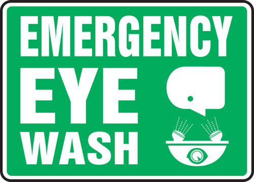 Safety Sign: Emergency Eye Wash 10" x 14" Adhesive Dura-Vinyl - MFSD548XV