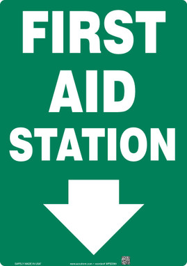 Safety Sign: First Aid Station Sign 14" x 10" Dura-Fiberglass 1/Each - MFSD561XF