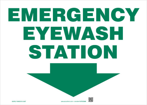 Safety Sign: Emergency Eyewash Station 10" x 14" Adhesive Dura-Vinyl - MFSD569XV