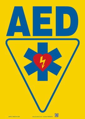 Safety Sign: AED 14" x 10" Adhesive Dura-Vinyl - MFSD575XV