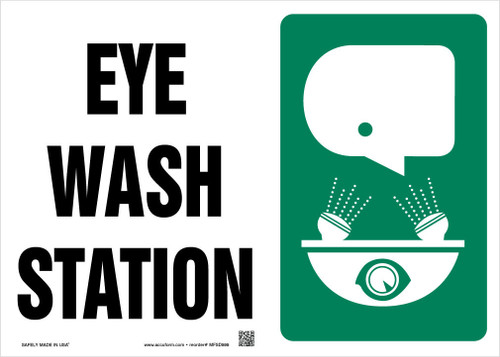 Safety Sign: Eye Wash Station 10" x 14" Aluminum - MFSD595VA