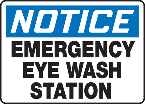 OSHA Notice Safety Sign: Emergency Eye Wash Station 10" x 14" Plastic 1/Each - MFSD815VP
