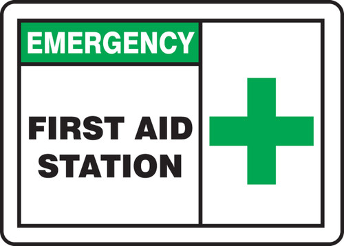 Emergency Safety Sign: First Aid Station 10" x 14" Dura-Plastic 1/Each - MFSD924XT