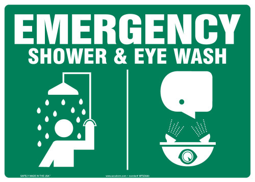 Emergency Safety Sign: Shower & Eye Wash 7" x 10" Dura-Plastic 1/Each - MFSD948XT