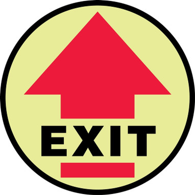 Glow-In-The-Dark Slip-Gard Floor Signs: Exit (Arrow) 17" Lumi-Glow Flex - MFSG1717