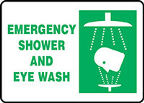 First Aid Safety Sign: Emergency Shower And Eye Wash 7" x 10" Adhesive Vinyl 1/Each - MFSR528VS