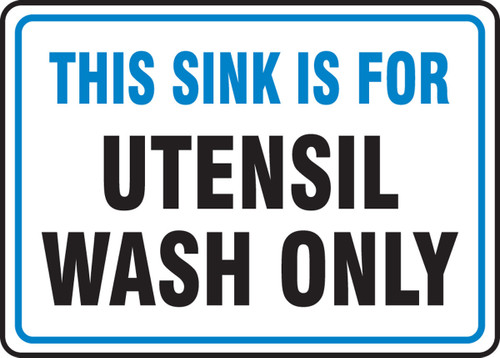 Slip-Gard Floor Sign: This Sink Is For Utensil Wash Only 7" x 10" Plastic 1/Each - MFSY504VP