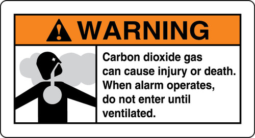 ANSI Warning Fire Safety Sign: Carbon Dioxide Gas Can Cause Injury Or Death 6 1/2" x 12" Accu-Shield 1/Each - MFXG342XP