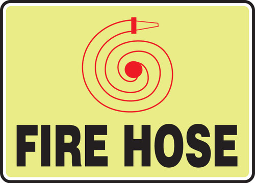 Glow Fire Safety Sign: Fire Hose 7" x 10" Aluminum 1/Each - MFXG403VA