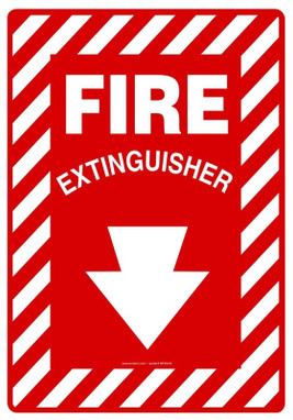 Safety Sign: Fire Extinguisher (Arrow) 20" x 14" Adhesive Vinyl 1/Each - MFXG424VS