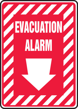 Safety Sign: Evacuation Alarm (Down Arrow) 14" x 10" Dura-Fiberglass 1/Each - MFXG585XF