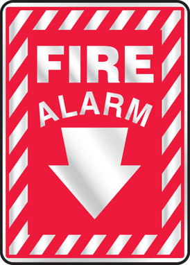 Safety Sign: Fire Alarm (Down Arrow) 14" x 10" Reflective Sheet 1/Each - MFXG904RV