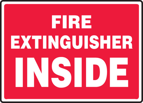 Safety Sign: Fire Extinguisher Inside (Red Background) English 10" x 14" Dura-Fiberglass 1/Each - MFXG909XF