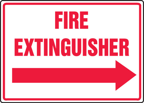 Safety Sign: Fire Extinguisher (Right Arrow) 10" x 14" Plastic 1/Each - MFXG912VP