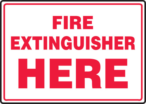 Safety Sign: Fire Extinguisher Here 10" x 14" Adhesive Vinyl 1/Each - MFXG916VS