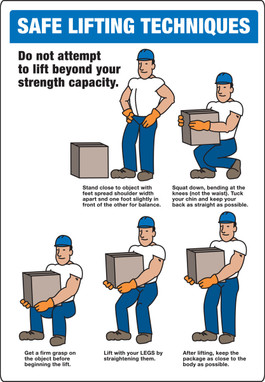 Safety Sign: Safe Lifting Techniques 20" x 14" Plastic 1/Each - MGNF512VP