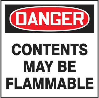 OSHA Danger Drum & Container Labels: Contents May Be Flammable 6" x 6" Adhesive-Poly Sheet 100/Pack - MHZW101EVC