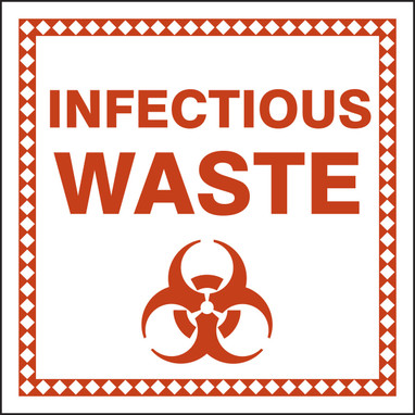 Drum & Container Labels: Infectious Waste 6" x 6" Adhesive-Poly Sheet 100/Pack - MHZW503EVC