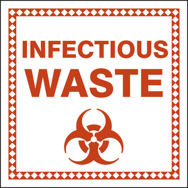 Drum & Container Labels: Infectious Waste 6" x 6" Adhesive Coated Paper 250/Roll - MHZW503PSL