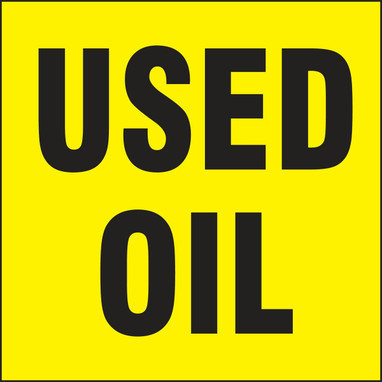 Drum & Container Labels: Used Oil (Black On Yellow) 6" x 6" Adhesive-Poly Sheet - MHZW512EVC