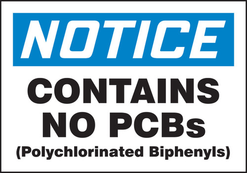 OSHA Notice PCB Label: Contains No PCBs 3 1/2" x 5" Adhesive-Poly Sheet 25/Pack - MHZW577