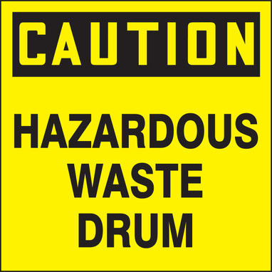 OSHA Caution Drum & Container Labels: Hazardous Waste Drum 6" x 6" Adhesive-Poly Sheet 100/Pack - MHZW609EVC