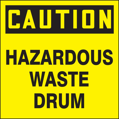 OSHA Caution Drum & Container Labels: Hazardous Waste Drum 6" x 6" Adhesive Coated Paper 100/Pack - MHZW609PSC