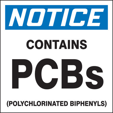 OSHA Notice Safety Label: Contains PCBs 6" x 6" Adhesive-Poly Sheet 25/Pack - MHZW808