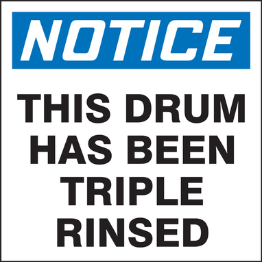 OSHA Notice Drum & Container Labels: This Drum Has Been Triple Rinsed 6" x 6" Adhesive-Poly Sheet 25/Pack - MHZW810EVP