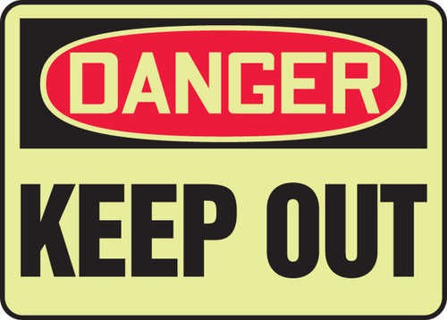 Glow-In-The-Dark OSHA Danger Safety Sign: Keep Out 10" x 14" Lumi-Glow Flex 1/Each - MLAD111GF