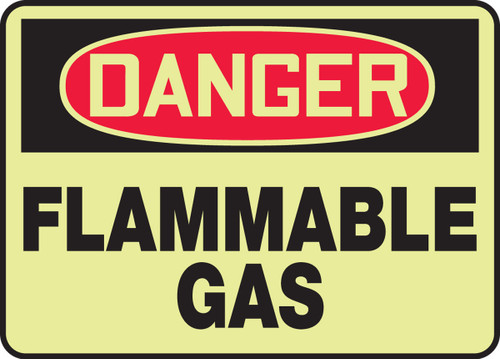 OSHA Danger Safety Sign: Flammable Gas 10" x 14" Lumi-Glow Plastic 1/Each - MLCH105GP