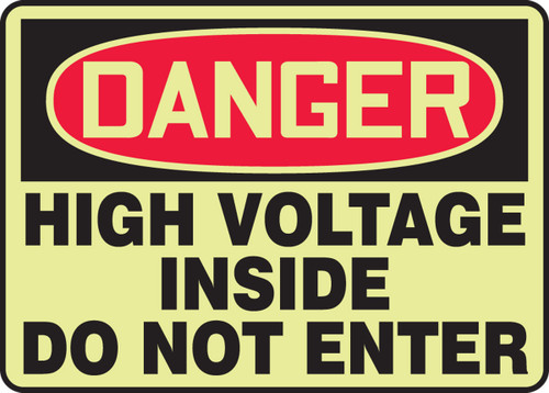 Lumi-Glow OSHA Danger Safety Sign: High Voltage Inside - Do Not Enter 10" x 14" Lumi-Glow Flex 1/Each - MLEL120GF