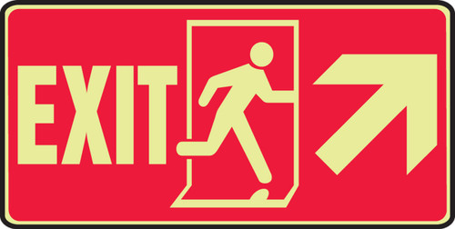 Glow-In-The-Dark Safety Sign: Exit (With Graphic And Up Right Arrow) 7" x 14" Lumi-Glow Flex 1/Each - MLEX517GF
