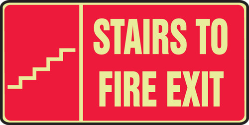 Glow-In-The-Dark Safety Sign: Stairs To Fire Exit (Graphic) 7" x 14" Lumi-Glow Flex 1/Each - MLEX521GF