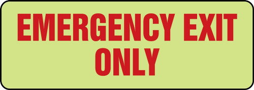 Glow-In-The-Dark Safety Sign: Emergency Exit Only 3 1/2" x 10" Lumi-Glow Plastic - MLEX535GP