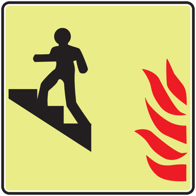 NFPA 170 Glow-In-The-Dark Safety Sign: (Up Stairs In Case Of Fire) 8" x 8" Lumi-Glow Flex 1/Each - MLEX539GF