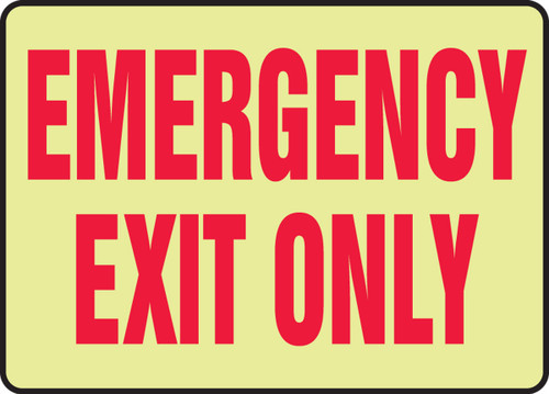 Lumi-Glow Plus+ Safety Sign: Emergency Exit Only 7" x 10" Lumi-Glow Plastic - MLEX558GP