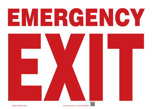 Glow-In-The-Dark Safety Sign: Emergency Exit 10" x 14" Lumi-Glow Plus+ Adhesive 1/Each - MLEX578GH