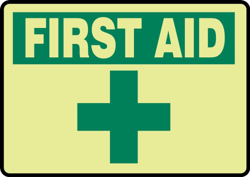 FIRST AID SIGN - GLOW 7" x 10" Lumi-Glow Flex 1/Each - MLFS501GF