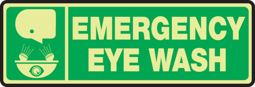 Lumi-Glow Safety Sign: Emergency Eye Wash 4" x 12" Lumi-Glow Plastic - MLFS507GP