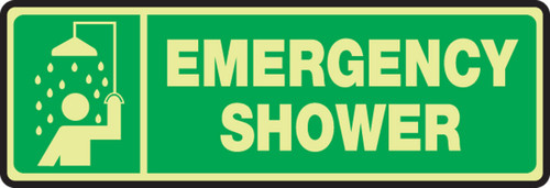 Glow-In-The-Dark Safety Sign: Emergency Shower 4" x 12" Lumi-Glow Flex - MLFS509GF