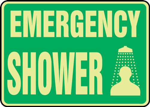 Glow-In-The-Dark Safety Sign: Emergency Shower 10" x 14" Lumi-Glow Flex - MLFS554GF