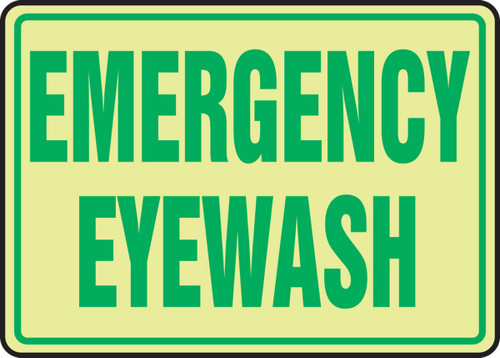 Safety Sign: Emergency Eyewash 10" x 14" Lumi-Glow Flex - MLFS559GF