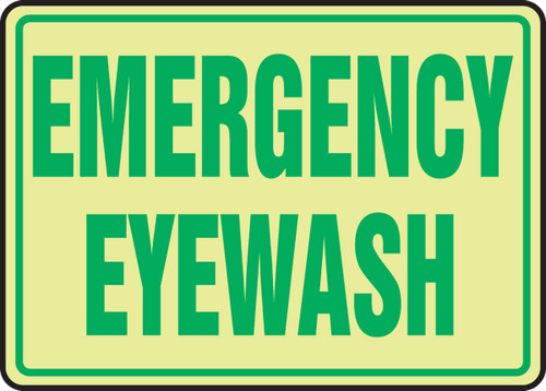Safety Sign: Emergency Eyewash 10" x 14" Lumi-Glow Plastic - MLFS559GP