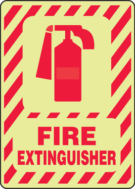 Glow-In-The-Dark Safety Sign: Fire Extinguisher 14" x 10" Lumi-Glow Plastic 1/Each - MLFX519GP