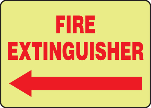 Glow-In-The-Dark Safety Sign: Fire Extinguisher (left arrow) 7" x 10" Lumi-Glow Flex 1/Each - MLFX546GF